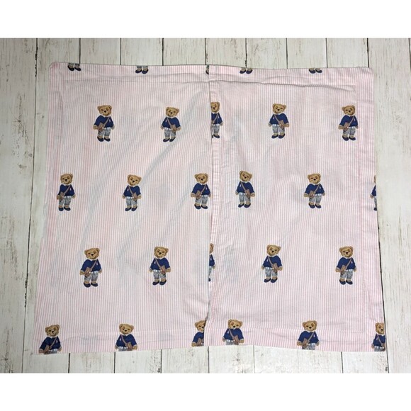 Ralph Lauren Polo Pillowcase Pink White Striped Girl Teddy Bear - Picture 5 of 8